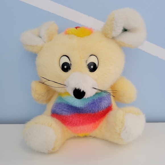 Vintage Easter Friends Stuffed Animal Plush Rainbow Puppy Mouse Bunny - Picture 4 of 16
